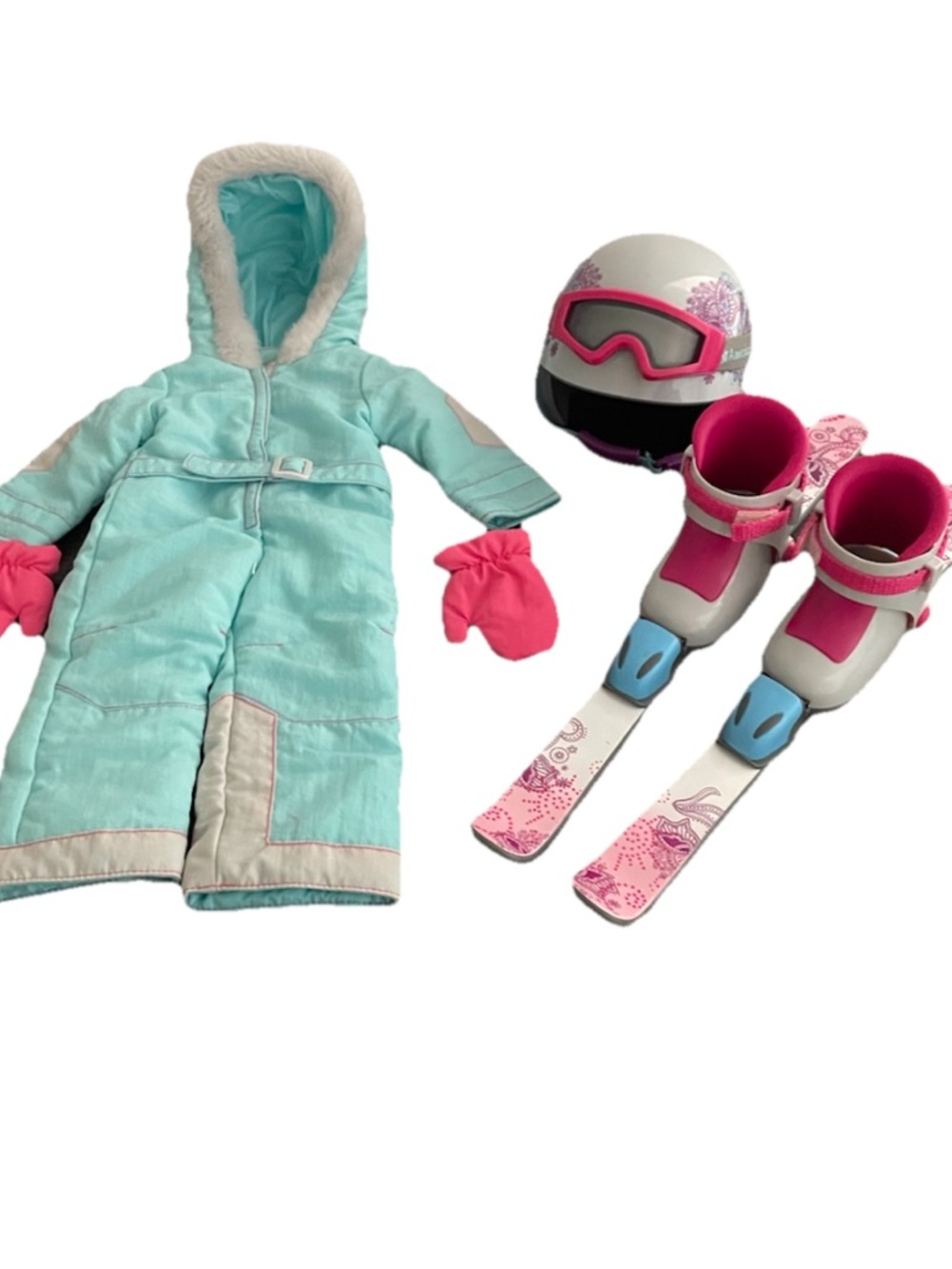 American Girl Doll  Winter Ski Outfit in - Helmet, Boots, Skis, & Mittens